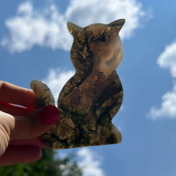 Moss Agate Cat - Picture 4 of 6